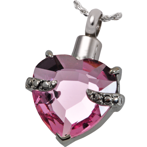 Cremation Jewelry Stainless Steel Loyal Heart Pendant -  - MG-6115 pink