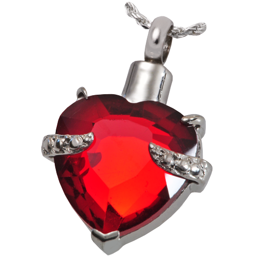 Cremation Jewelry Stainless Steel Majestic Heart Pendant -  - MG-6115 red