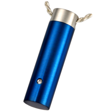 Cremation Jewelry Stainless Steel Royal Blue Cylinder Pendant
