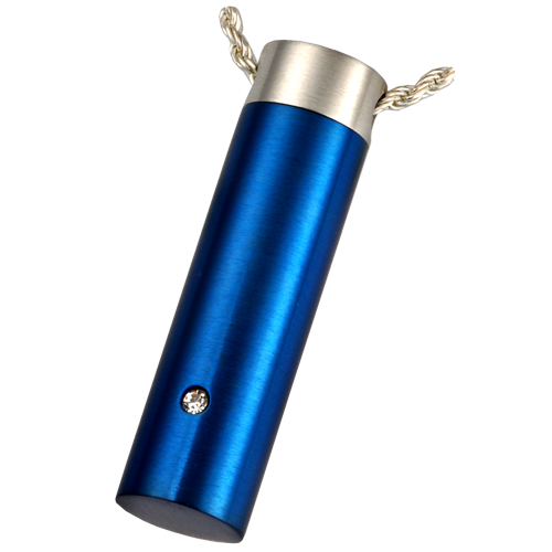 Cremation Jewelry Stainless Steel Royal Blue Cylinder Pendant -  - 6103
