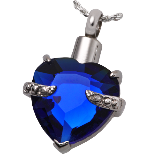 Cremation Jewelry Stainless Steel Royal Heart Pendant -  - MG-6115 blue