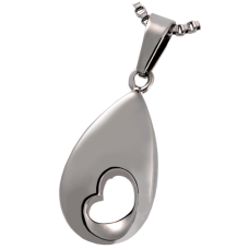 Cremation Jewelry Stainless Steel Tear of Love- Tender Heart Pendant