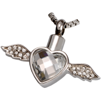 Cremation Jewelry Stainless Steel Winged Heart Pendant