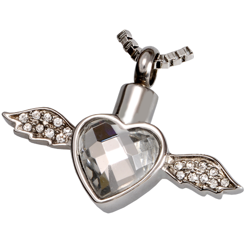 Cremation Jewelry Stainless Steel Winged Heart Pendant -  - 6116