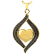 Cremation Jewelry: Teardrop Ribbon Heart Midnight Stones Pendant -  - 3320 black stones
