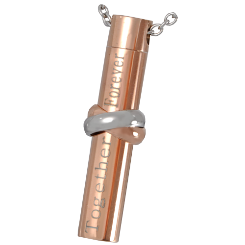 Cremation Jewelry: Together Forever Copper Titanium Cylinder Pendant -  - 3826