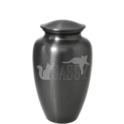 Cremation Urns: Sassy Cat Simple Grey- 6" Sharing Urn -  - 8290D