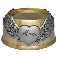 Engraved Memorial Plaque- Round Urn Base with Wings