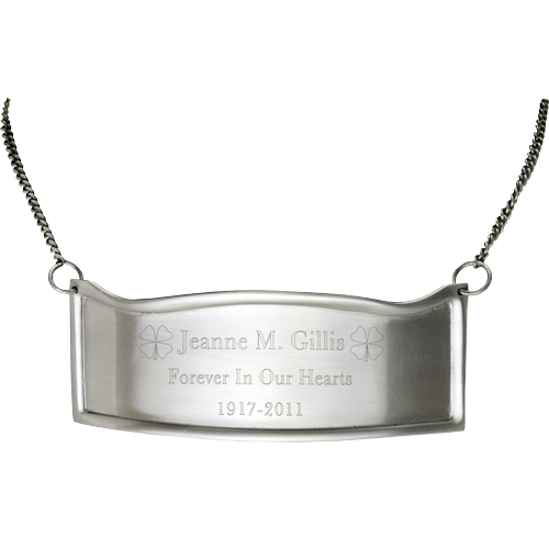 Engraved Memorial Urn Plaque - Contoured Silver -  - 2261