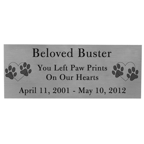 Engraved Pet Memorial Urn Plaque - Large Silver Finish Black Fill -  - LSP-7003black