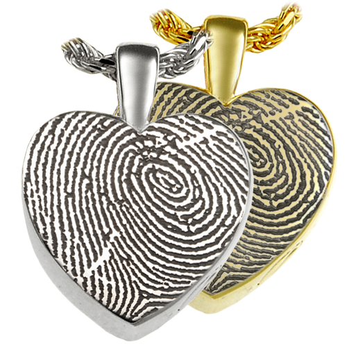 Fingerprint Cremation Jewelry: Classic Heart Pendant -  - FCFP-3146