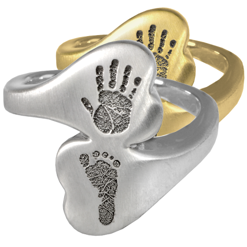 Fingerprint Cremation Jewelry Companion Heart Ring Handprint Footprint -  - MGFP-2016HF
