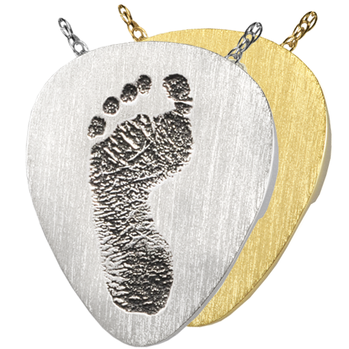 Fingerprint Cremation Jewelry: Guitar Pick- Footprint Pendant -  - FP-3193- footprint