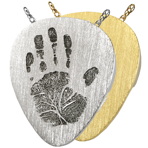 Fingerprint Cremation Jewelry: Guitar Pick- Handprint Pendant -  - FP-3193- handprint