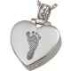 Fingerprint Cremation Jewelry: Heart Filigree Bail- 1 Foot Pendant -  - FP-3149 1 footprint