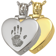 Fingerprint Cremation Jewelry: Heart Filigree Bail- Handprint Pendant