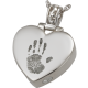 Fingerprint Cremation Jewelry: Heart Filigree Bail- Handprint Pendant -  - FP-3149 handprint