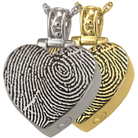 Fingerprint Cremation Jewelry: Heart Filigree Bail Pendant