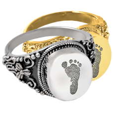 Fingerprint Cremation Jewelry: Round Ring- Footprint