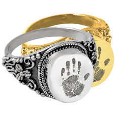 Fingerprint Cremation Jewelry: Round Ring- Handprint