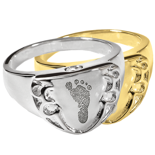 Fingerprint Cremation Jewelry: Shield Ring- Footprint Pendant -  - FP-2022 footprint