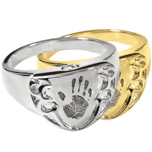 Fingerprint Cremation Jewelry: Shield Ring- Handprint Pendant -  - FP-2022 handprint