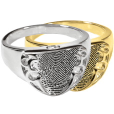 Fingerprint Cremation Jewelry: Shield Ring- Pendant