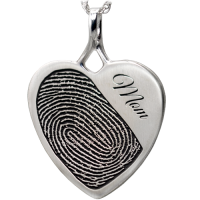 Fingerprint Memorial Jewelry  Heart Pendant Halfprint Name