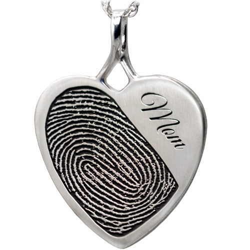 Fingerprint Memorial Jewelry  Heart Pendant Halfprint Name -  - FP-694224 halfprint + name