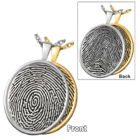 Fingerprint Memorial Jewelry: Oval Rimmed Pendant- Double-sided