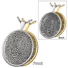 Fingerprint Memorial Jewelry: Oval Rimmed Pendant- Double-sided