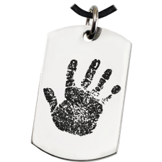 Fingerprint Memorial Jewelry: Stainless Steel Dog Tag Handprint