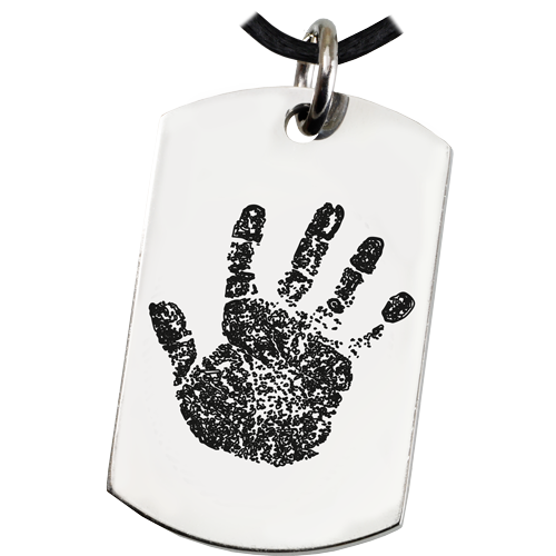 Fingerprint Memorial Jewelry: Stainless Steel Dog Tag Handprint -  - FP-SSP0003 handprint