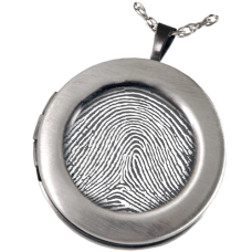 Fingerprint Memorial Jewelry: Sterling Silver Round Photo Locket