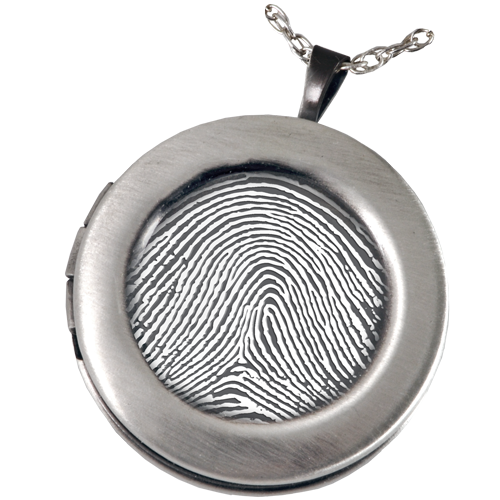 Fingerprint Memorial Jewelry: Sterling Silver Round Photo Locket -  - FP-RPL
