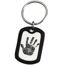 Fingerprint Memorial Key Ring: Large Stainless Steel Dog Tag Handprint