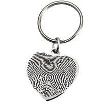 Fingerprint Memorial Key Ring: Stainless Steel Heart