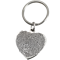 Fingerprint Memorial Key Ring: Stainless Steel Heart