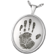 Memorial Jewelry: Oval Rimmed Pendant- Handprint -  - FP-3504 handprint