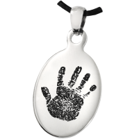 Memorial Jewelry: Stainless Steel Oval Handprint