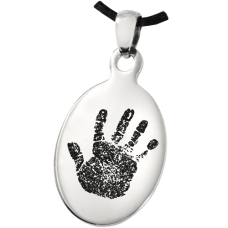 Memorial Jewelry: Stainless Steel Oval Handprint