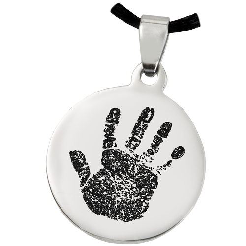 Memorial Jewelry: Stainless Steel Round Handprint -  - FP-4013 handprint