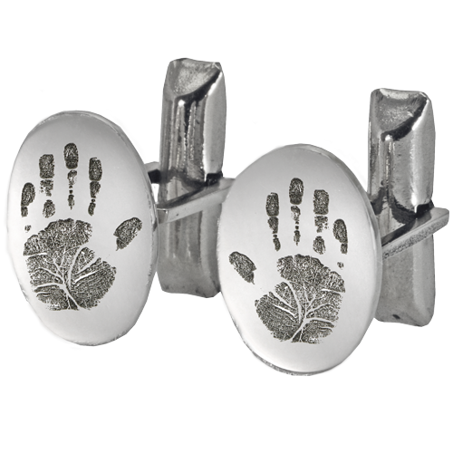 Memorial Jewelry: Sterling Silver Cuff Links- Handprints -  - FP-cuff links handprints