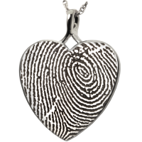 Memorial Jewelry Sterling Silver Heart Pendant Fingerprint