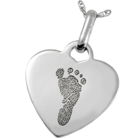 Memorial Jewelry: Sterling Silver Heart Pendant- Footprint