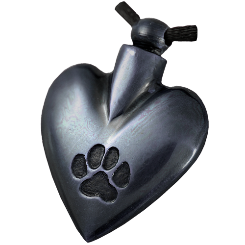 Pet Cremation Jewelry: Black Heart Pawprint Pendant -  - 8608bl