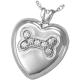 Pet Cremation Jewelry: Dog Bone Heart with Stones Pendant -  - 3177
