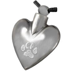Pet Cremation Jewelry: Nickel Heart Pawprint Pendant