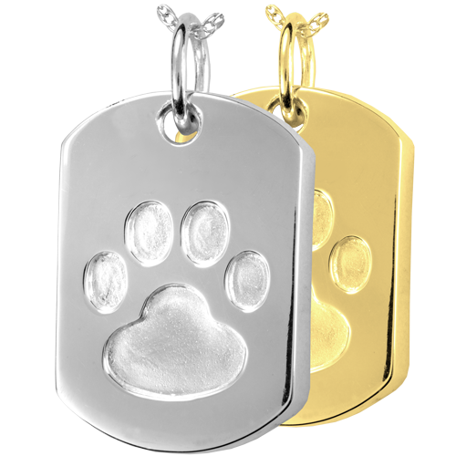Pet Cremation Jewelry: Paw Print Dog Tag Pendant -  - 3171
