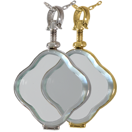 Pet Cremation Jewelry: Victorian Glass Clover Locket/no ashes -  - 626916